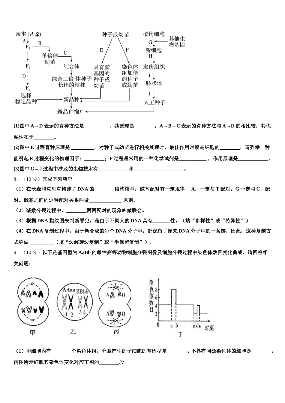 蒙古北京八中乌兰察布分校2025届高一生物第二学期期末综合测试模拟试题含解析_第2页