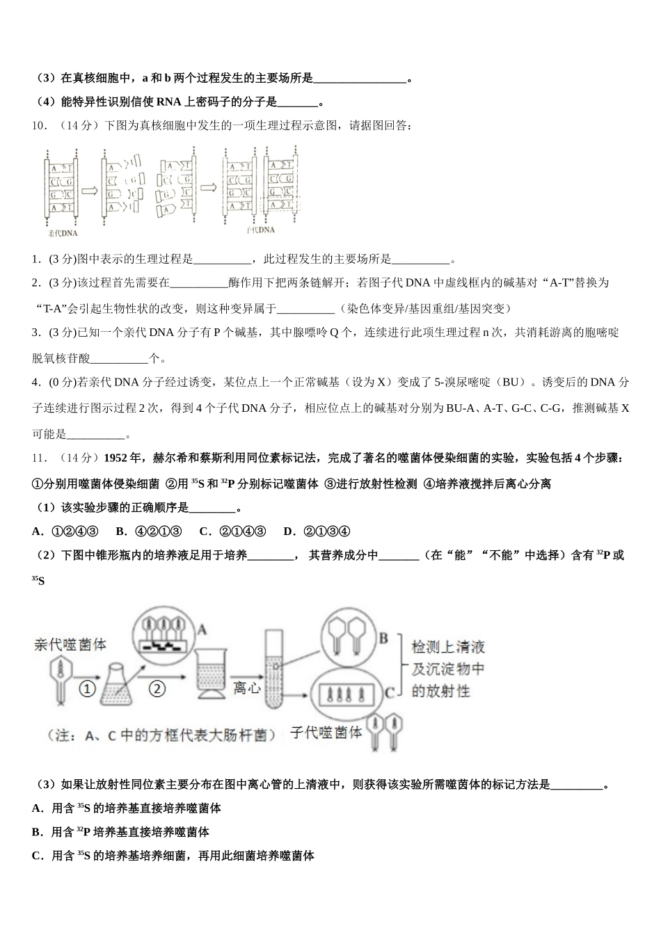 北京市海淀区中关村中学分校2025年高一下生物期末质量跟踪监视试题含解析_第3页