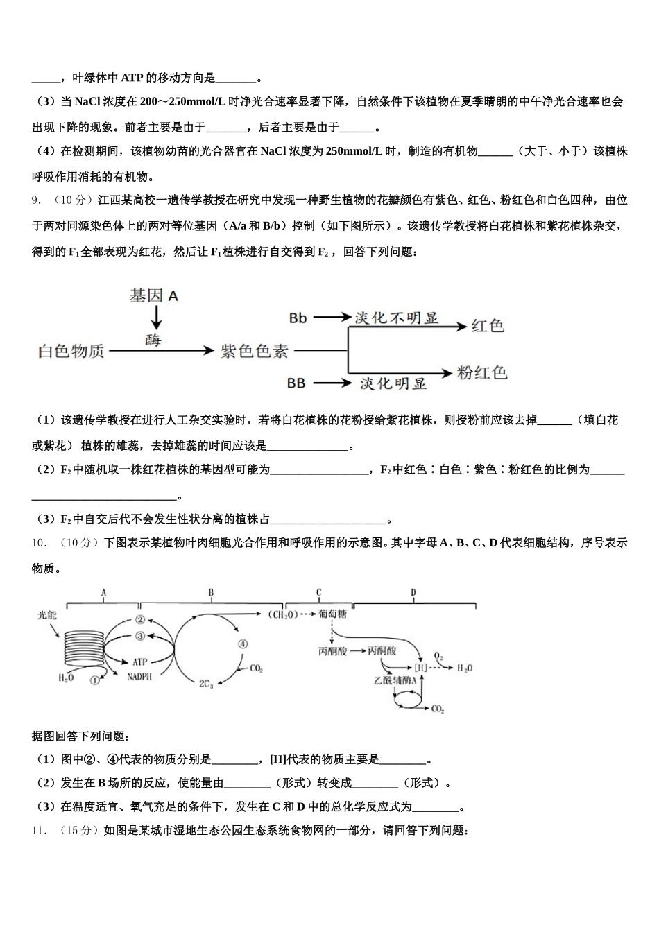2025届中央民族大学附属中学高一生物第二学期期末统考试题含解析_第3页