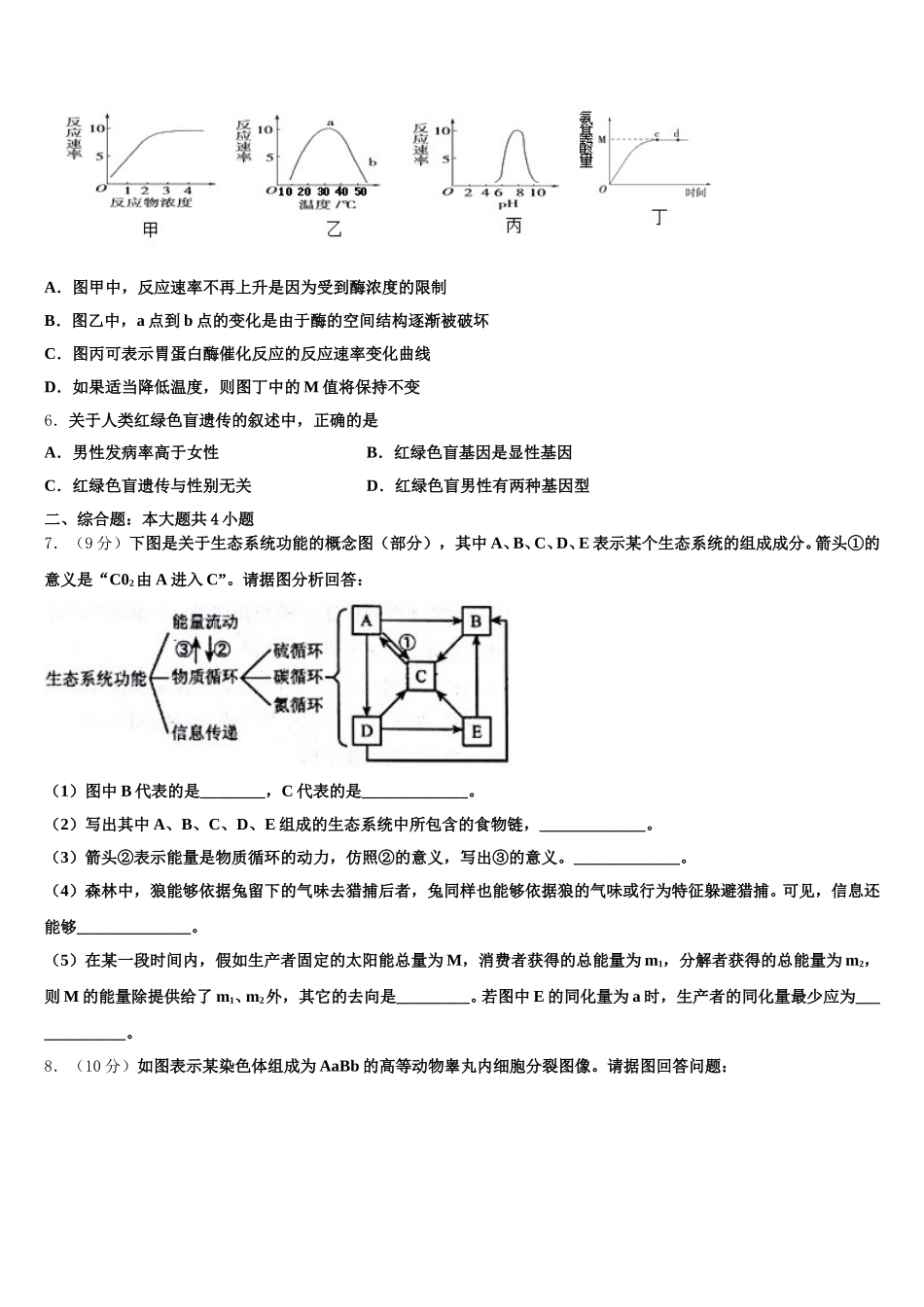 2025届北京市西城区北京第四十四中学高一生物第二学期期末学业水平测试模拟试题含解析_第2页