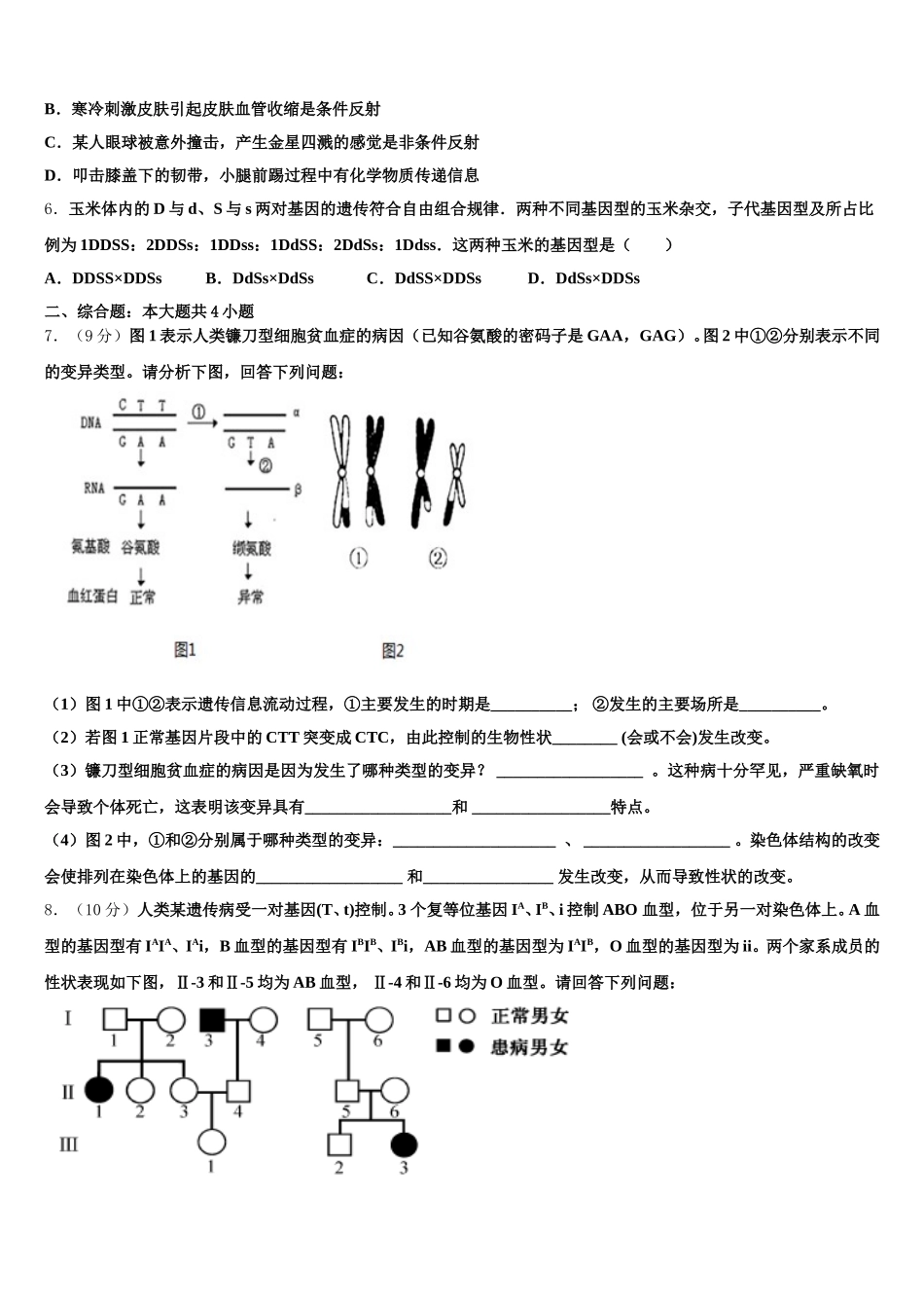 北京市首师附2025届高一生物第二学期期末教学质量检测试题含解析_第2页