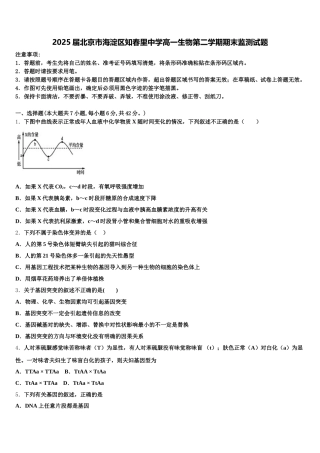 2025届北京市海淀区知春里中学高一生物第二学期期末监测试题含解析