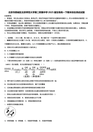 北京市西城区北京师范大学第二附属中学2025届生物高一下期末综合测试试题含解析