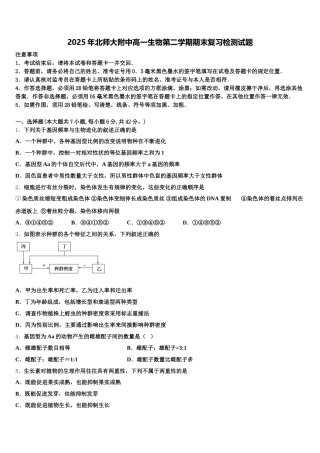 2025年北师大附中高一生物第二学期期末复习检测试题含解析