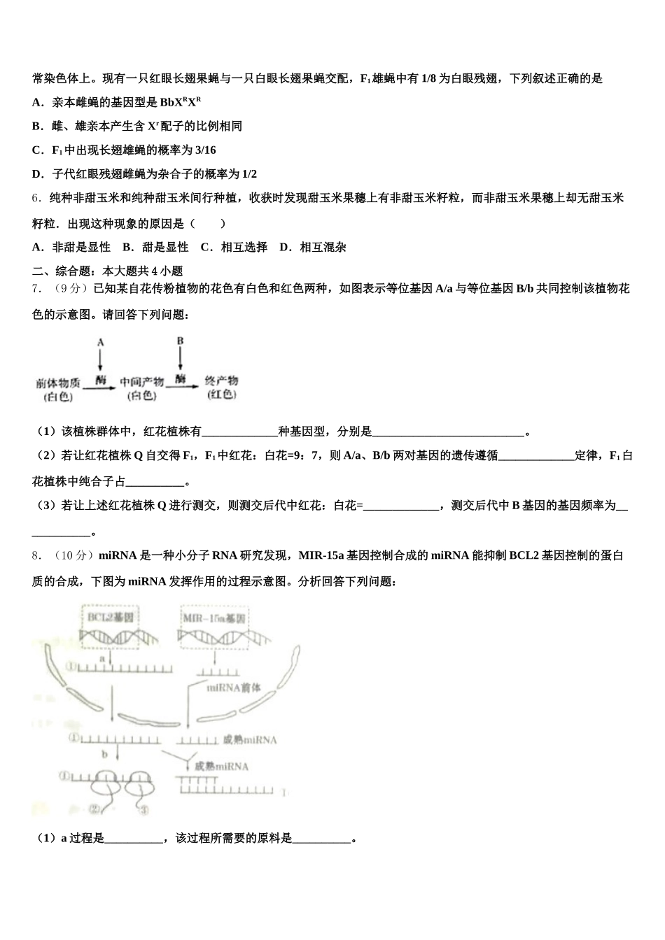 2025届北京市顺义牛栏山第一中学高一生物第二学期期末教学质量检测试题含解析_第2页