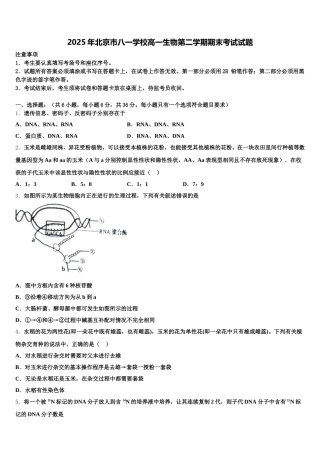 2025年北京市八一学校高一生物第二学期期末考试试题含解析