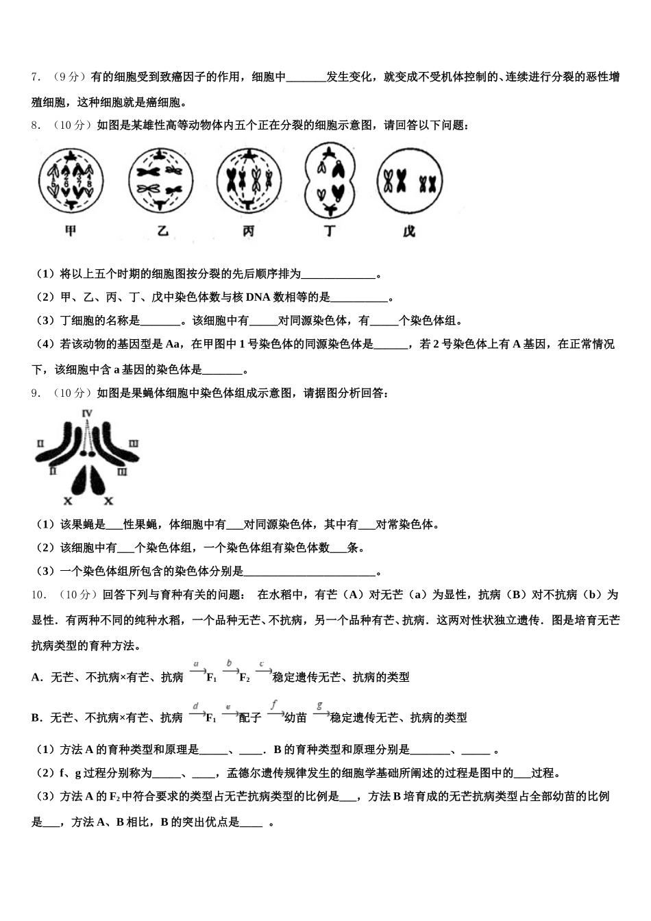 2024-2025学年清华大学附中生物高一下期末经典模拟试题含解析_第2页