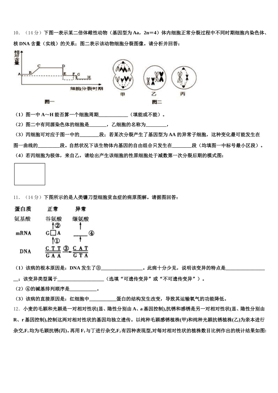 2025届北京市第五中学高一生物第二学期期末综合测试模拟试题含解析_第3页