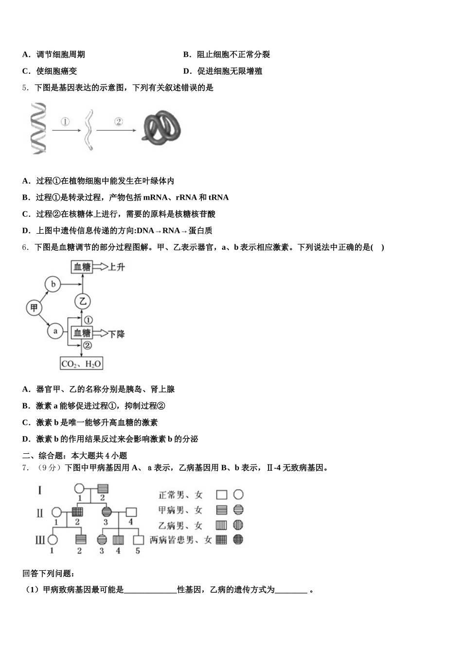 北京理工大学附属中学分校2025届高一生物第二学期期末调研试题含解析_第2页
