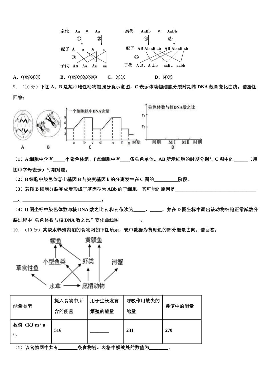 2025年北京十一学校高一生物第二学期期末学业质量监测模拟试题含解析_第3页