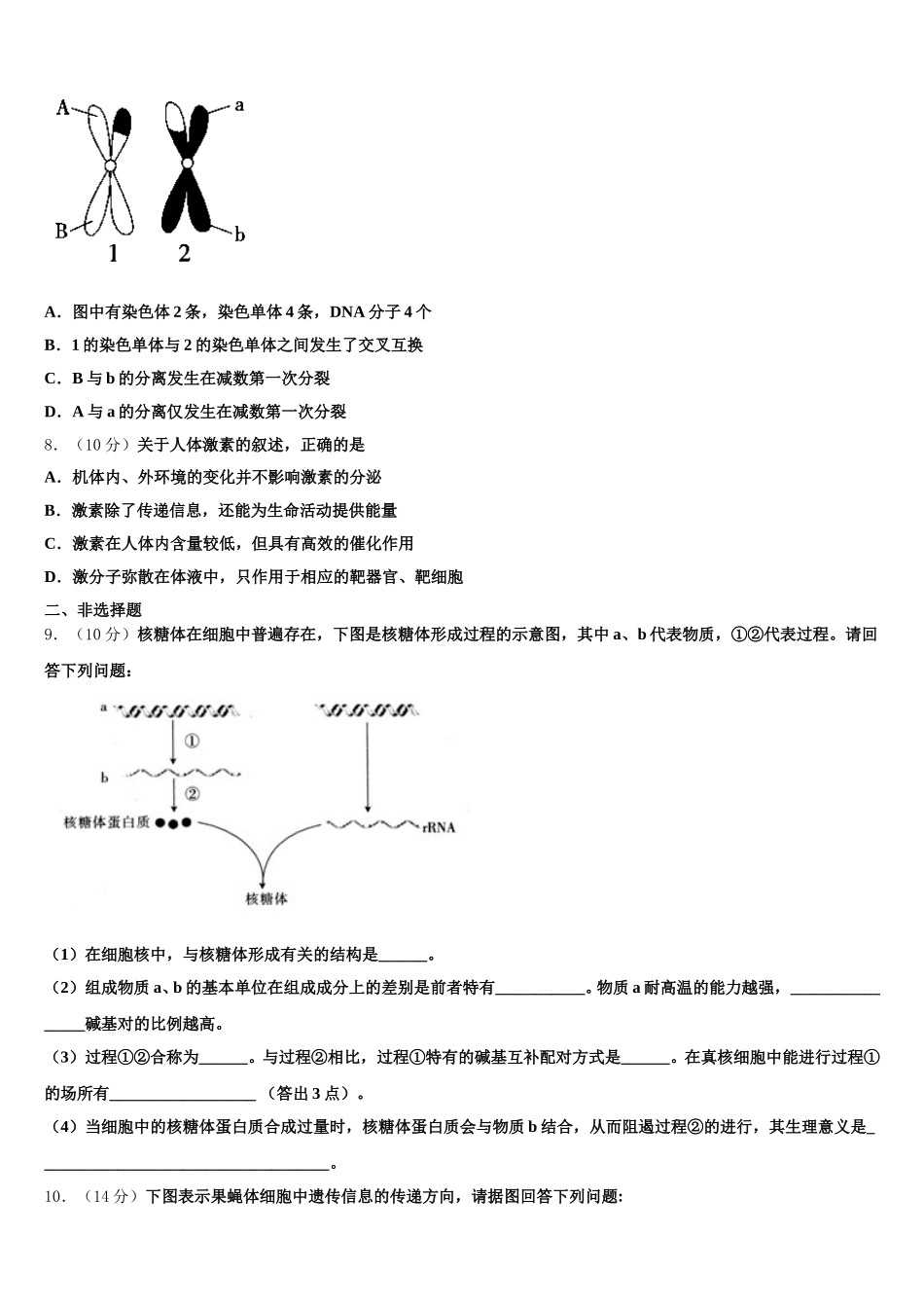 北京海淀科大附中2025年生物高一下期末质量检测试题含解析_第2页