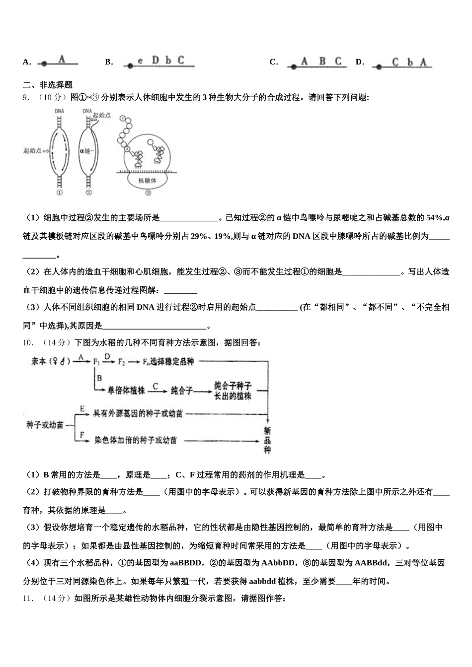 2024-2025学年蒙古北京八中乌兰察布分校高一生物第二学期期末考试模拟试题含解析_第3页