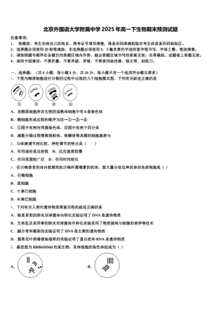 北京外国语大学附属中学2025年高一下生物期末预测试题含解析