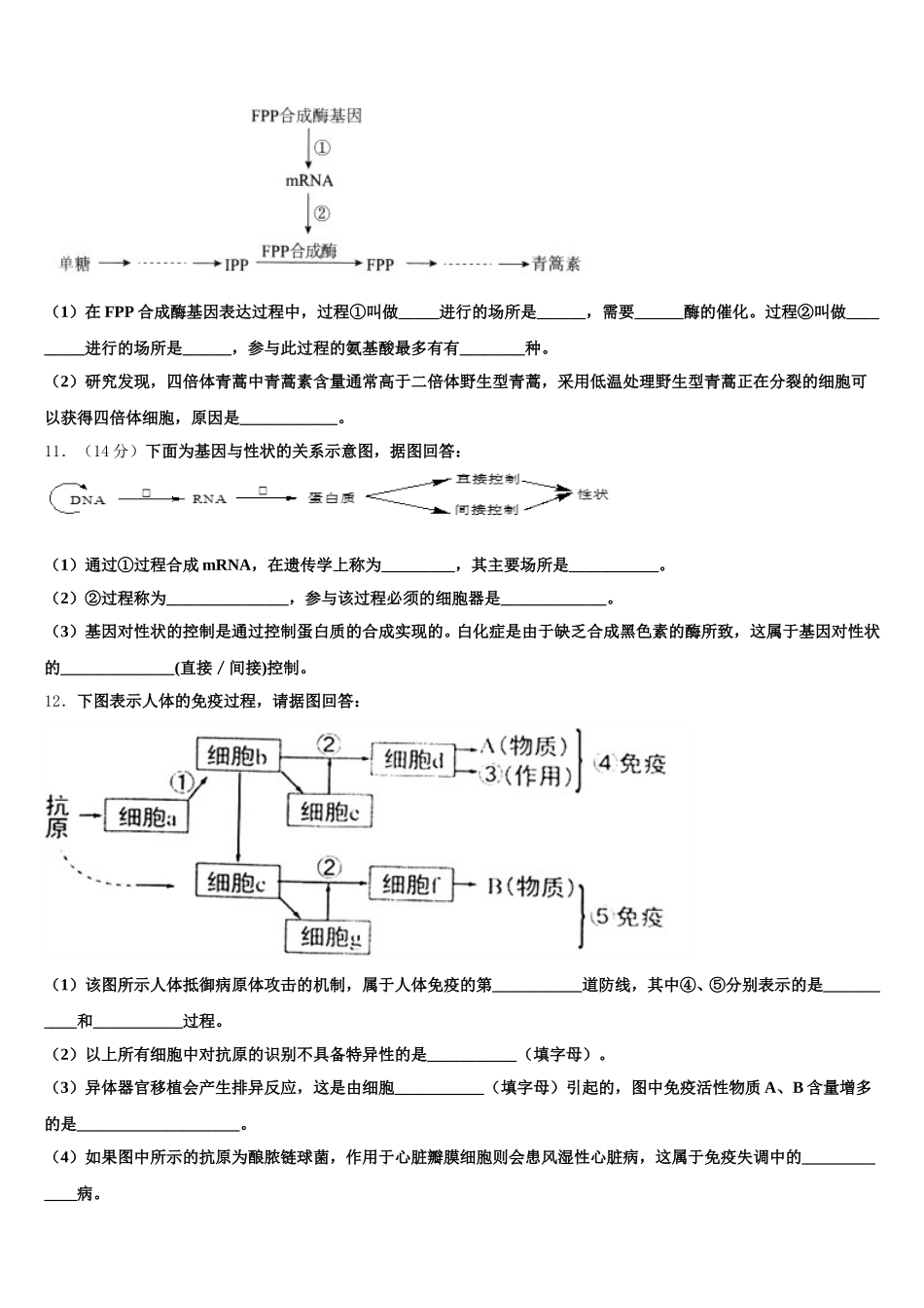 北京巿通州区2025年高一下生物期末学业质量监测试题含解析_第3页