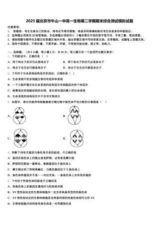 2025届北京市牛山一中高一生物第二学期期末综合测试模拟试题含解析