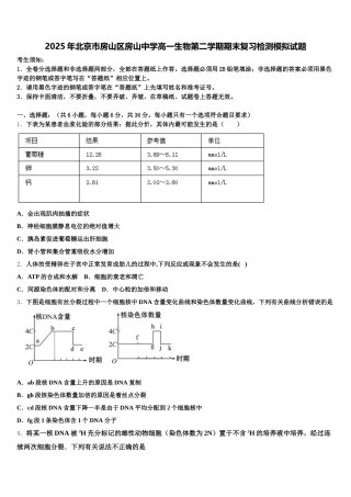 2025年北京市房山区房山中学高一生物第二学期期末复习检测模拟试题含解析