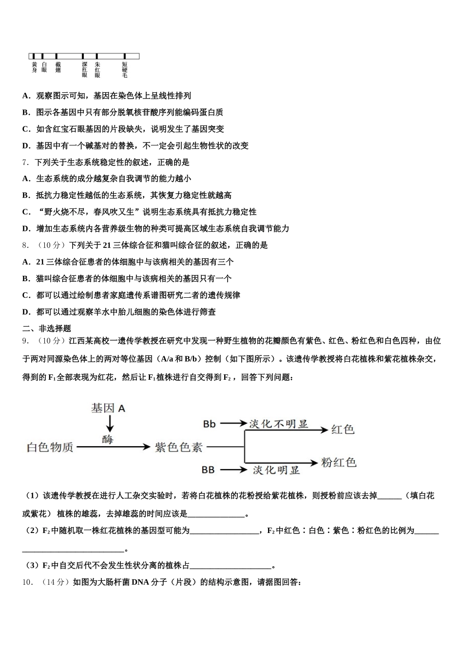 北京市北京一零一中学2025届高一生物第二学期期末学业水平测试模拟试题含解析_第2页