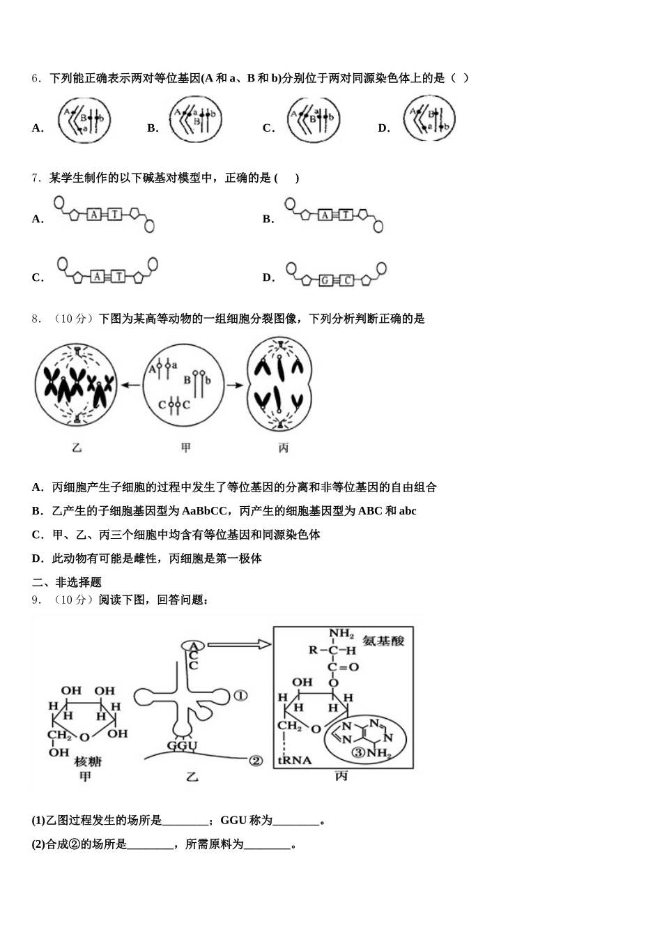 2025年北京市101中学高一生物第二学期期末考试试题含解析_第2页
