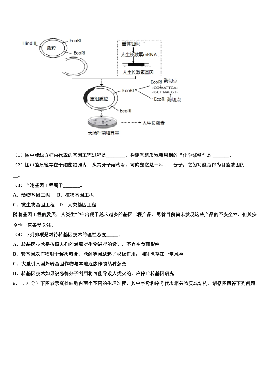 2025届北京外国语大学附属中学生物高一第二学期期末检测模拟试题含解析_第3页