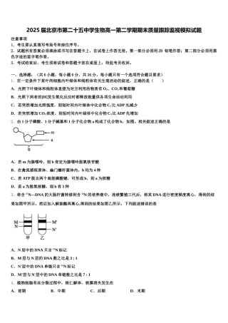 2025届北京市第二十五中学生物高一第二学期期末质量跟踪监视模拟试题含解析