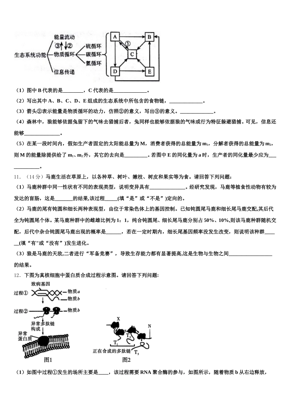 北京市门头沟区市级名校2024-2025学年生物高一下期末复习检测模拟试题含解析_第3页