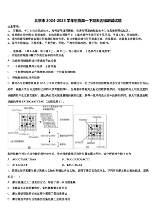 北京市2024-2025学年生物高一下期末达标测试试题含解析
