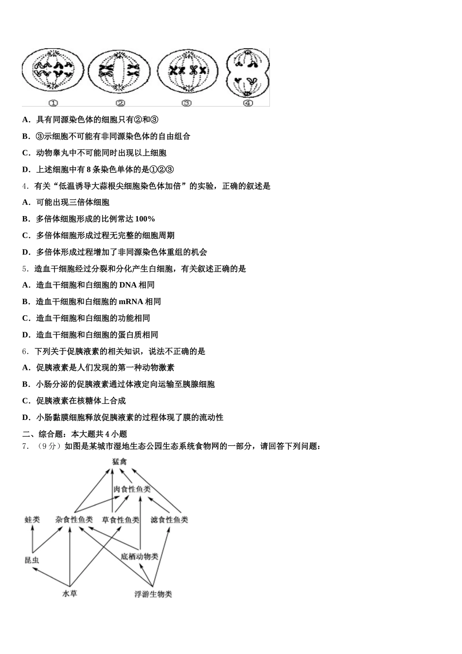 2024-2025学年北京市师范大学附属中学生物高一下期末教学质量检测模拟试题含解析_第2页