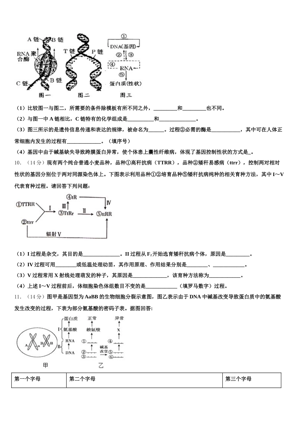 北京市石景山第九中学2024-2025学年生物高一第二学期期末监测模拟试题含解析_第3页