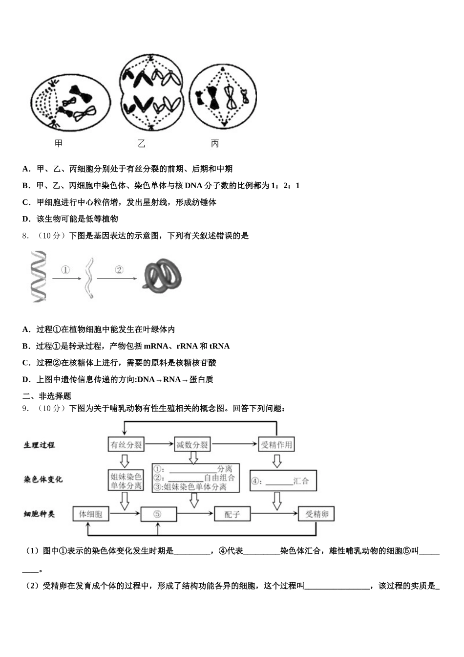 2025届北京市西城区北京四中高一生物第二学期期末考试模拟试题含解析_第2页