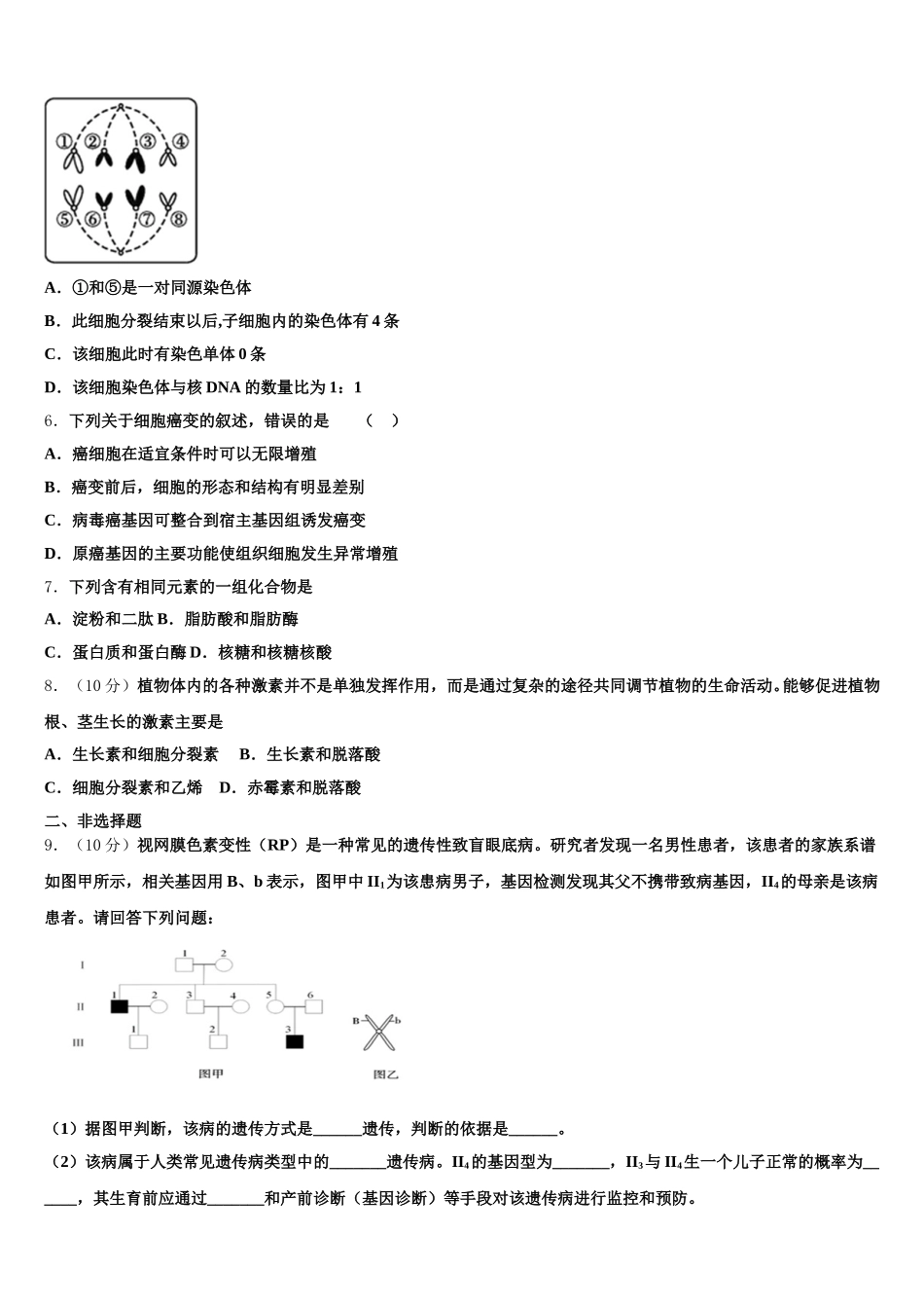 2025届北京市北师大二附中生物高一下期末学业质量监测试题含解析_第2页