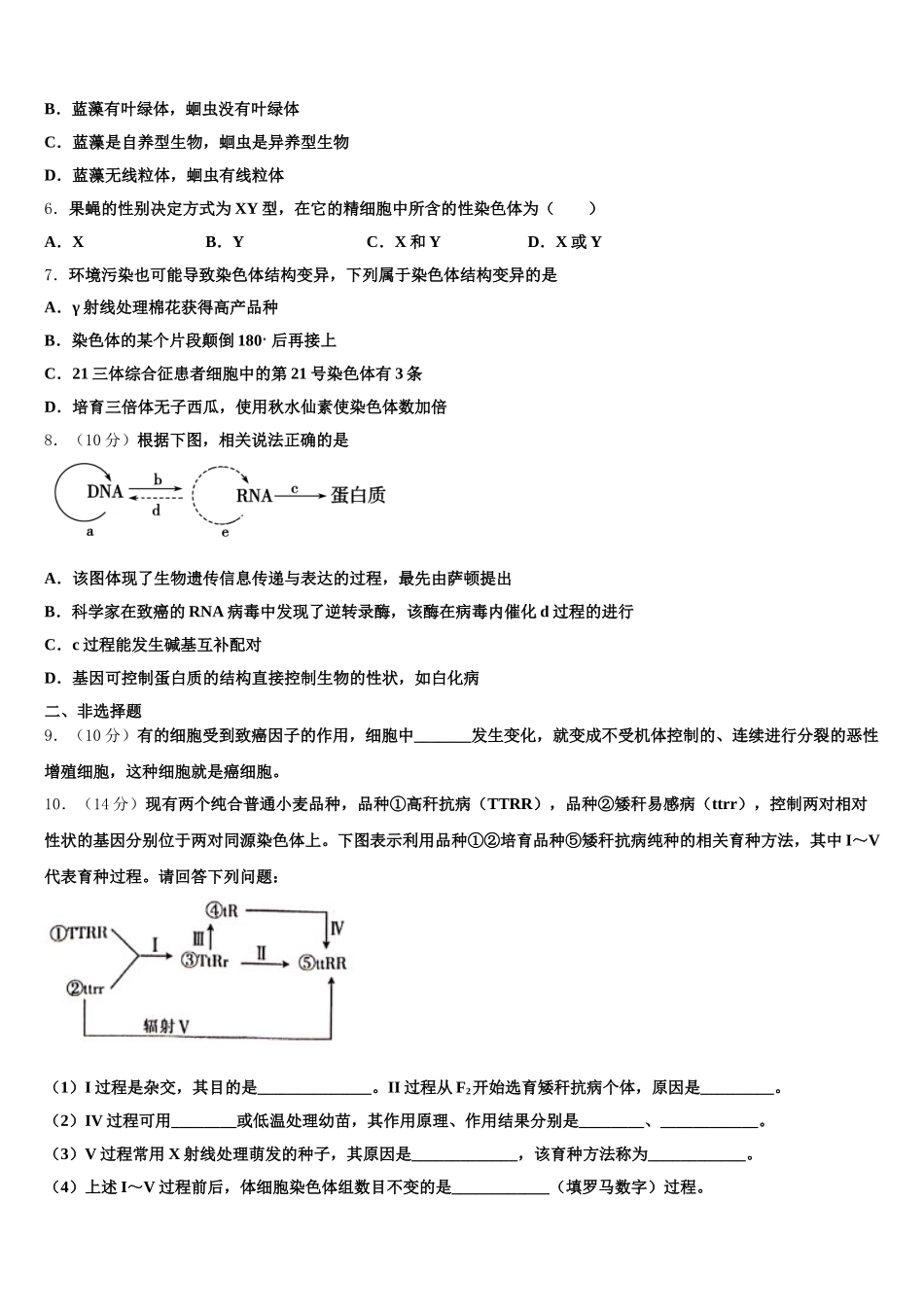 北京市八一学校2025年生物高一下期末监测模拟试题含解析_第2页