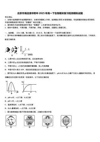 北京市海淀清华附中2025年高一下生物期末复习检测模拟试题含解析