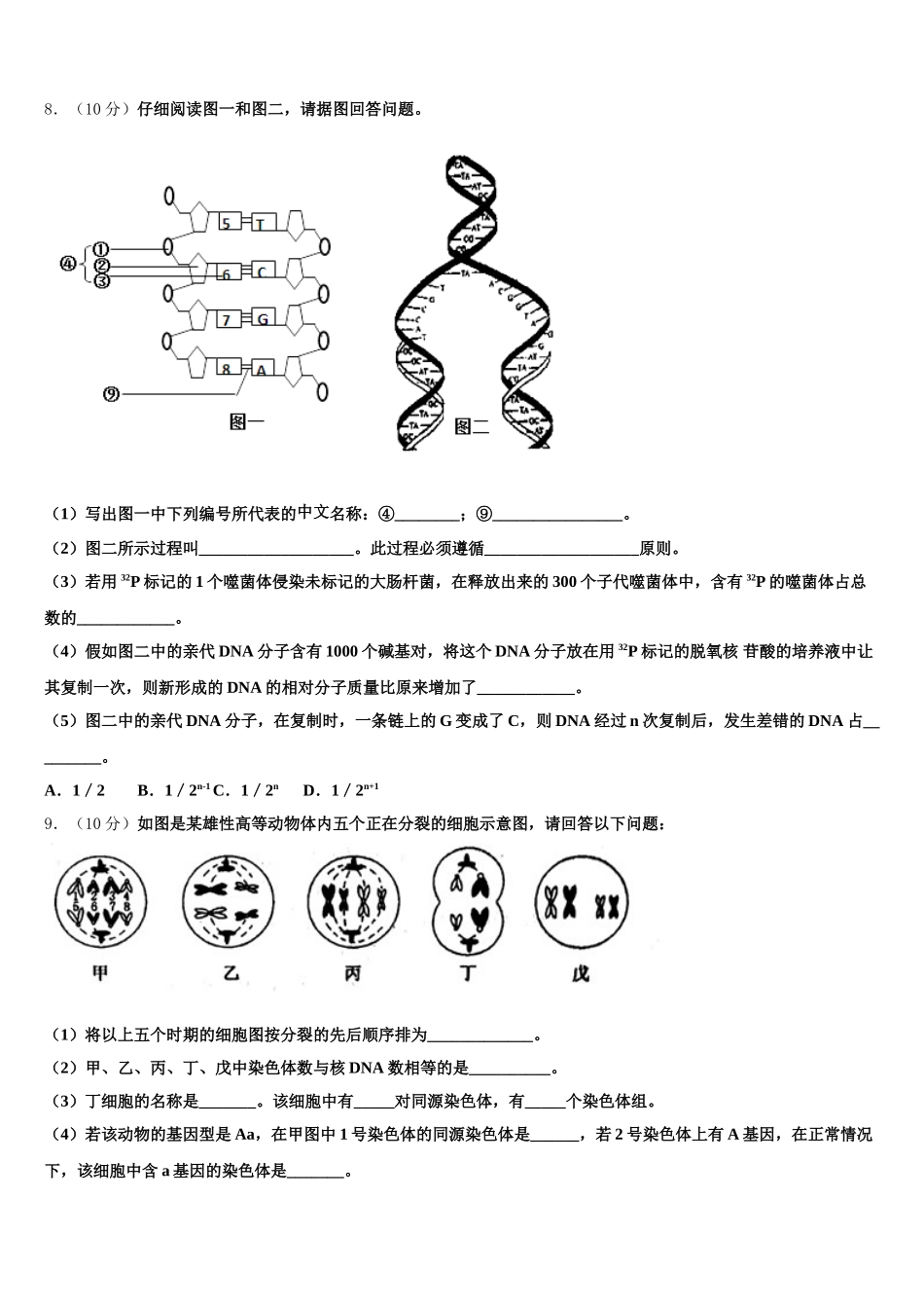 北京市海淀区市级名校2025年高一下生物期末学业质量监测模拟试题含解析_第3页