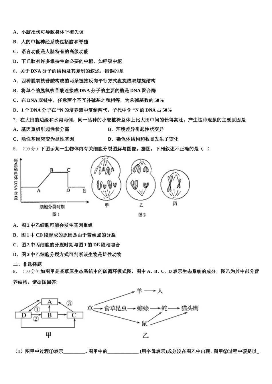 2025年汇文中学生物高一下期末联考模拟试题含解析_第2页
