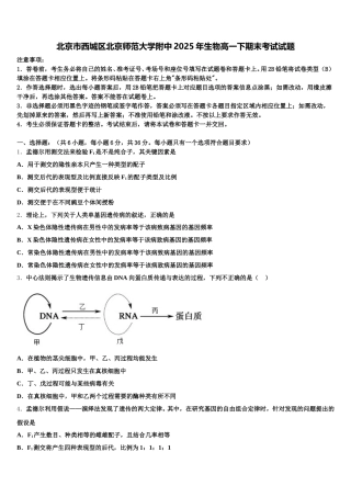 北京市西城区北京师范大学附中2025年生物高一下期末考试试题含解析