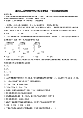 北京市人大学附属中学2025年生物高一下期末经典模拟试题含解析