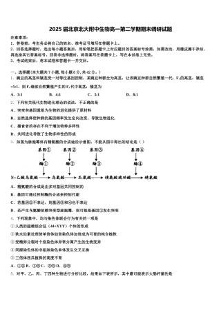 2025届北京北大附中生物高一第二学期期末调研试题含解析