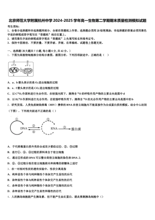北京师范大学附属杭州中学2024-2025学年高一生物第二学期期末质量检测模拟试题含解析