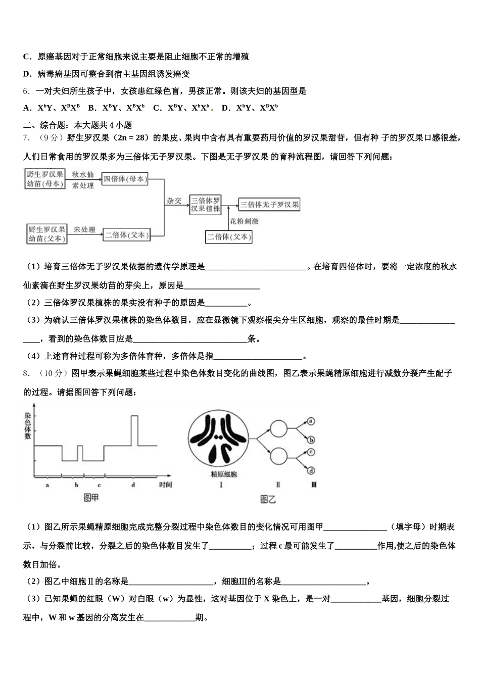 北京一零一中学2025届高一下生物期末学业水平测试模拟试题含解析_第2页