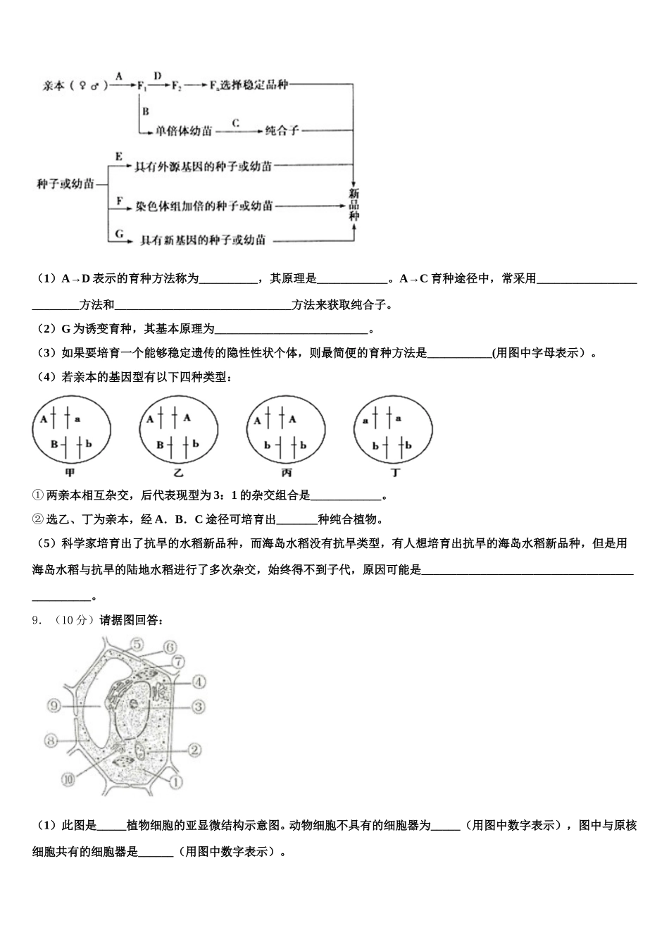 2024-2025学年北师大第二附属中学生物高一下期末统考模拟试题含解析_第3页
