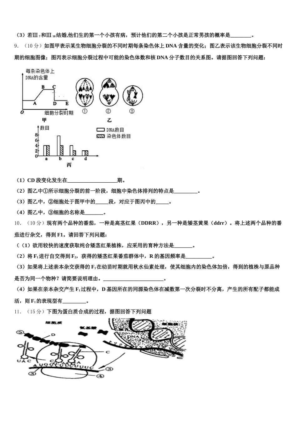 2024-2025学年北京市一零一中学生物高一下期末监测试题含解析_第3页