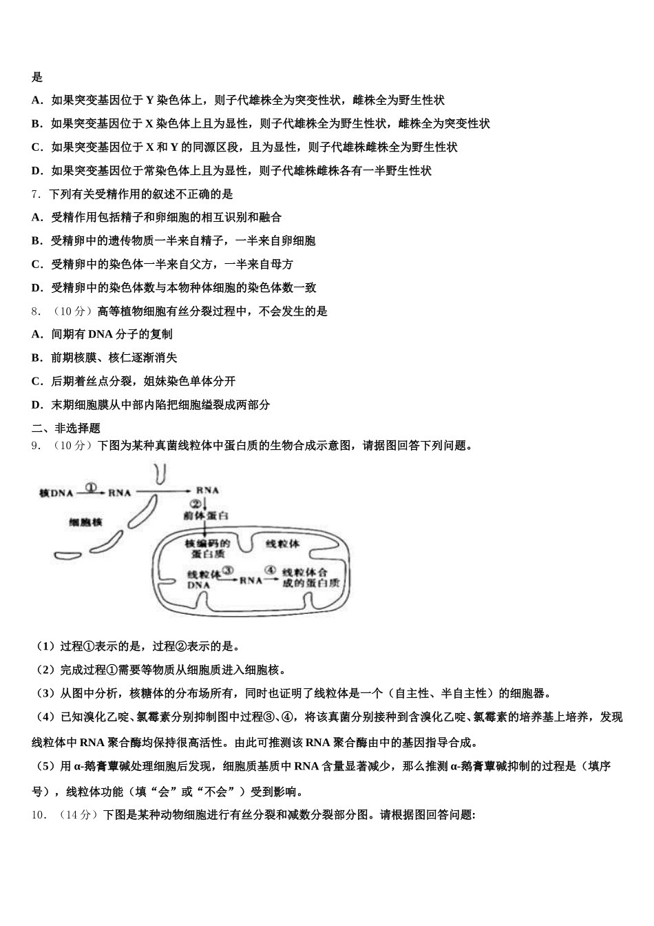 2024-2025学年福建省厦门第六中学高一生物第二学期期末统考试题含解析_第2页
