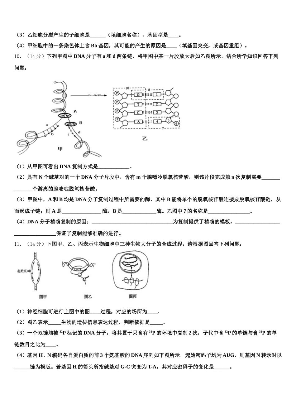 福建省永春县第一中学2025年高一下生物期末综合测试试题含解析_第3页