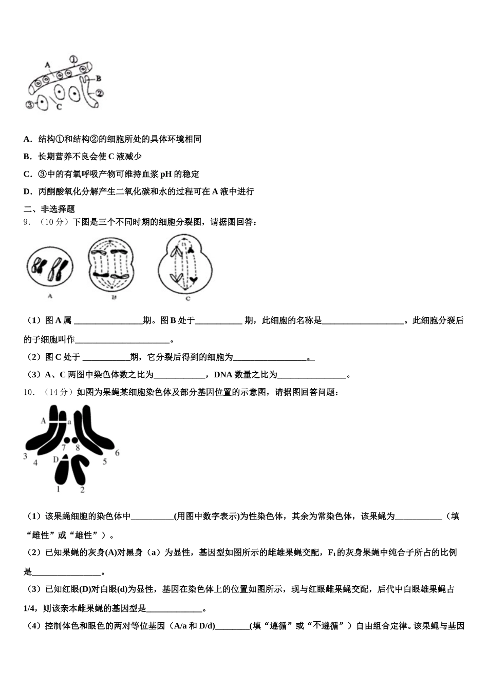 2025届福建省南安市侨光中学高一下生物期末学业水平测试模拟试题含解析_第3页