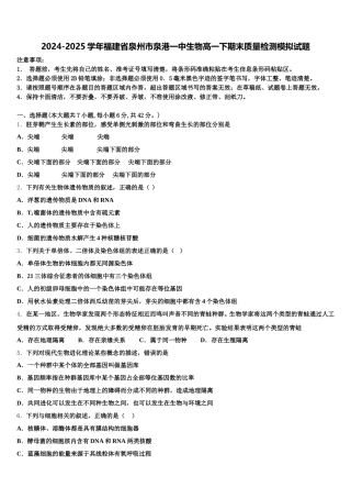 2024-2025学年福建省泉州市泉港一中生物高一下期末质量检测模拟试题含解析