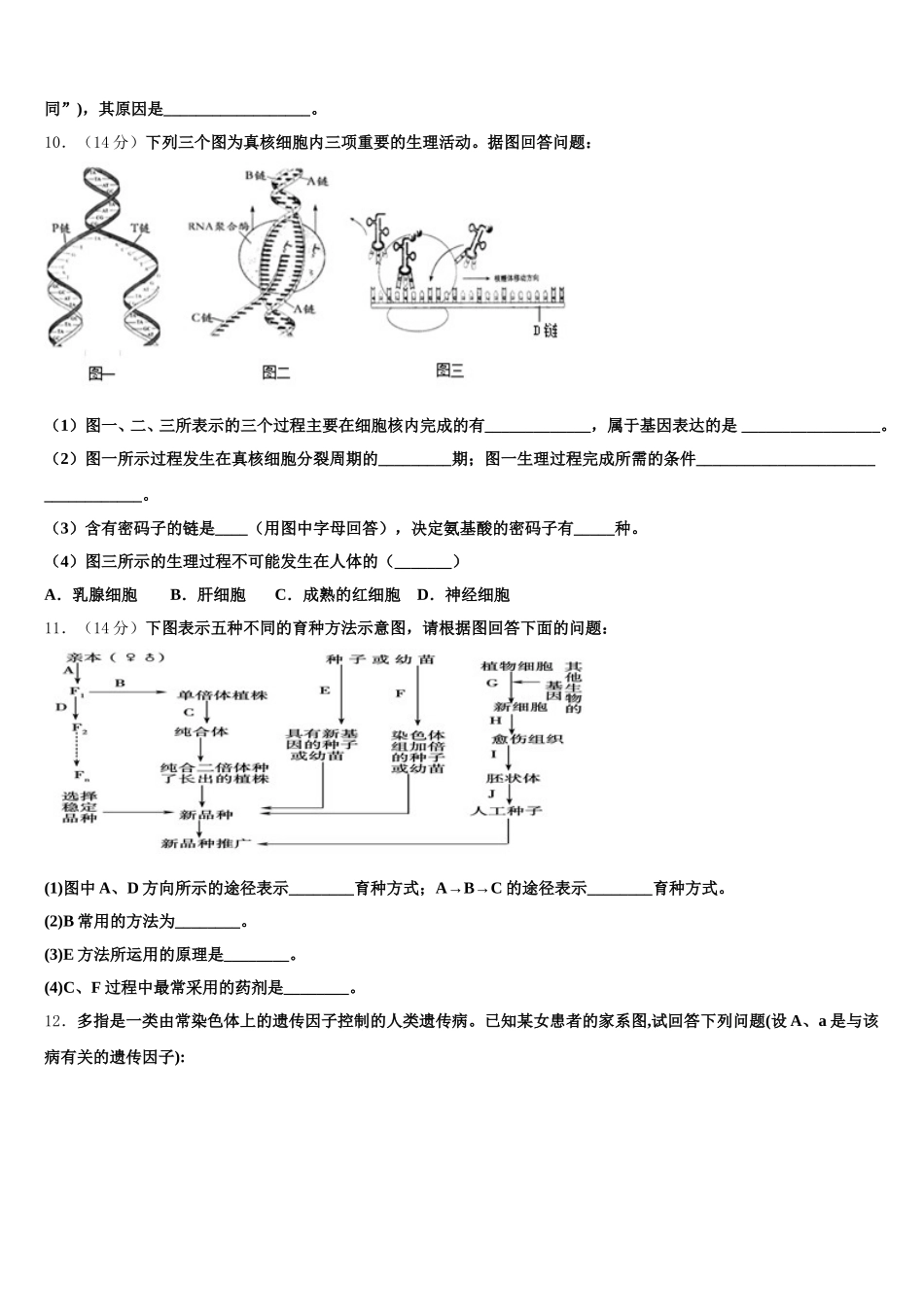 福建省龙岩市龙岩第一中学2025届生物高一下期末达标检测模拟试题含解析_第3页