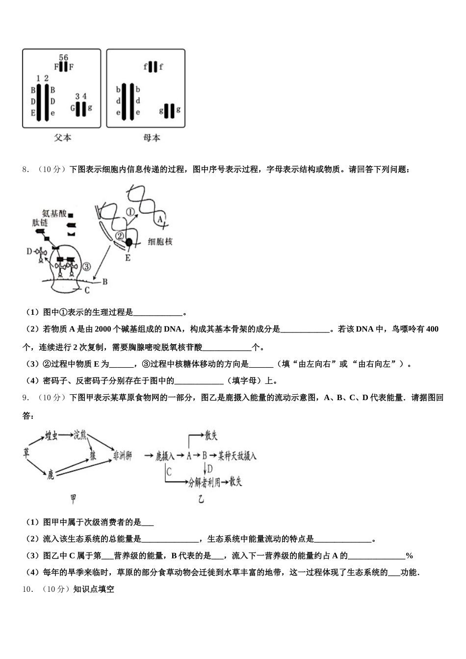 2025届福建省龙岩市上杭二中高一生物第二学期期末达标检测模拟试题含解析_第3页