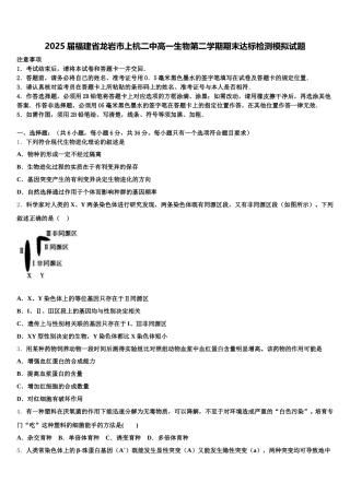 2025届福建省龙岩市上杭二中高一生物第二学期期末达标检测模拟试题含解析
