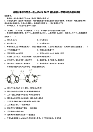 福建省宁德市部分一级达标中学2025届生物高一下期末经典模拟试题含解析