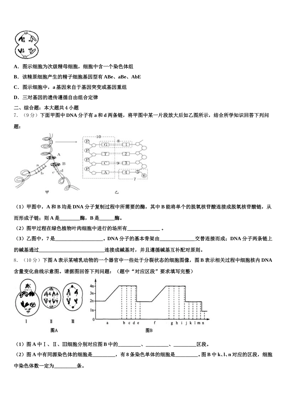 2025年福州第三中学生物高一第二学期期末质量检测模拟试题含解析_第2页